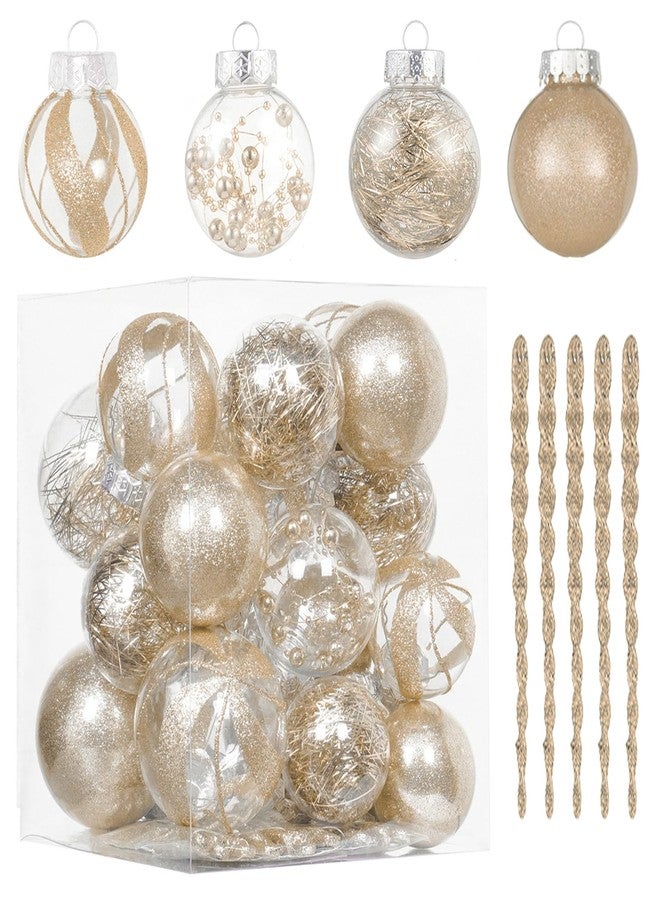 XmasExp 32ct Christmas Ball Ornaments Set -Champagne Clear Plastic Shatterproof Xmas Tree Ball Decorations Hanging Baubles for Holiday Decor - Image 1